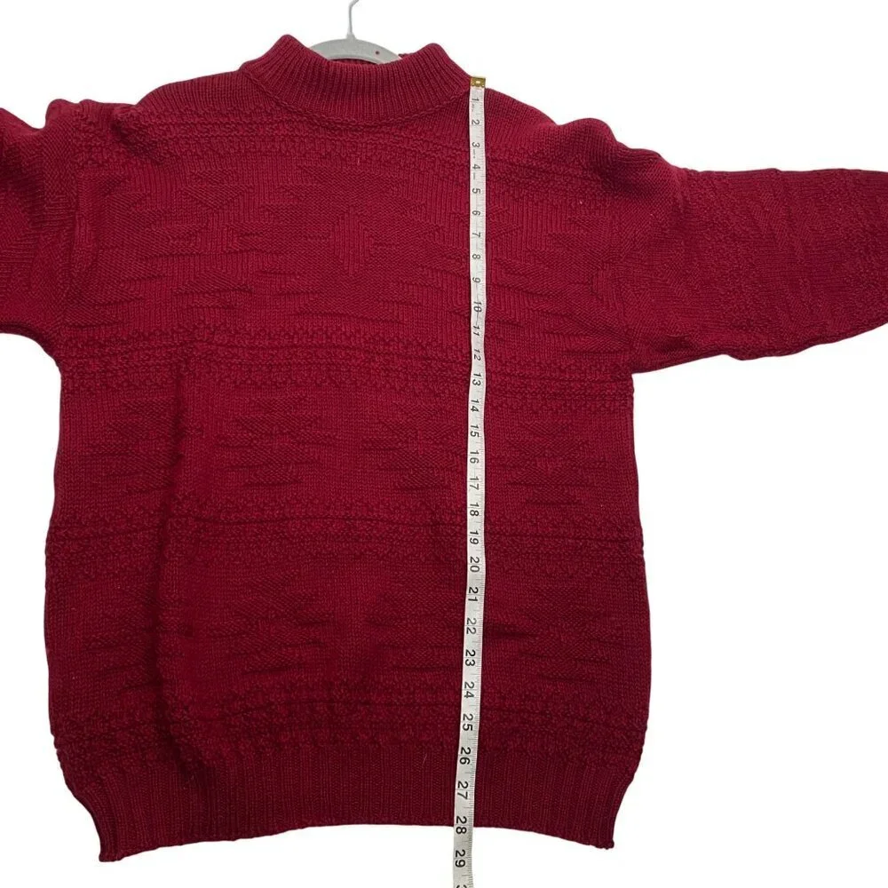 Pendleton vintage western knit Wool burgundy Red Sweater M USA 100% Virgin Wool